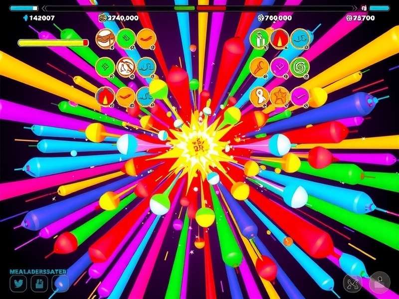 Color Blast Mania gameplay screenshot showing vibrant color combinations